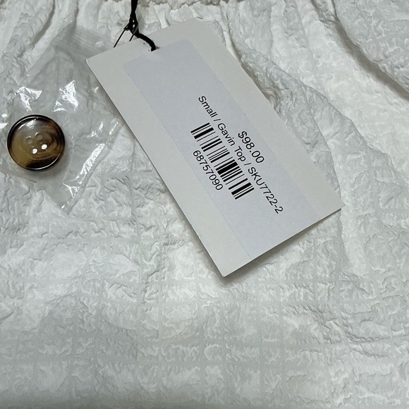 NWT THML Floral Embroidered White Button Down Boho Peasant Crinkle Shirt Small - Picture 9 of 13